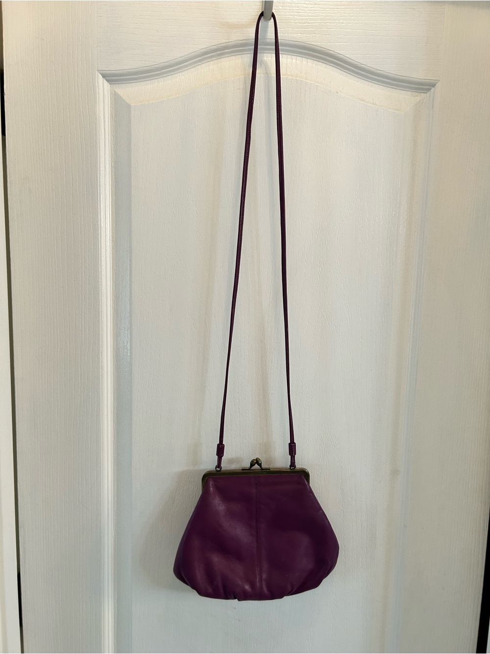 PIONEER Purple Leather Crossbody Bag with Frame Clasp
